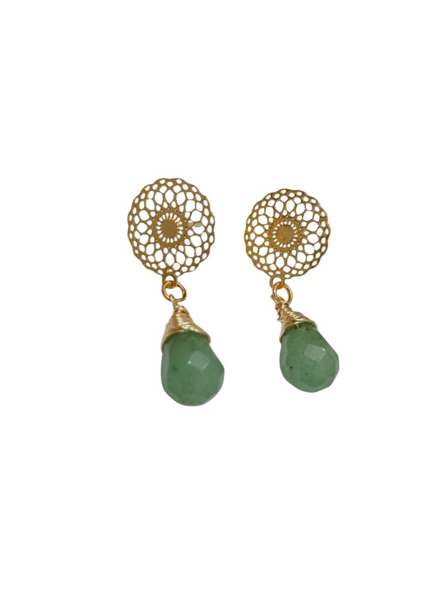 AROS GOTA PLATA JADE VERDE